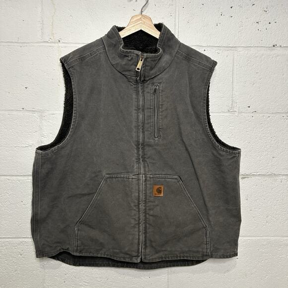 Carhartt Other - Carhartt Sandstone Sherpa-Lined Vest “Gravel” V33 GVL